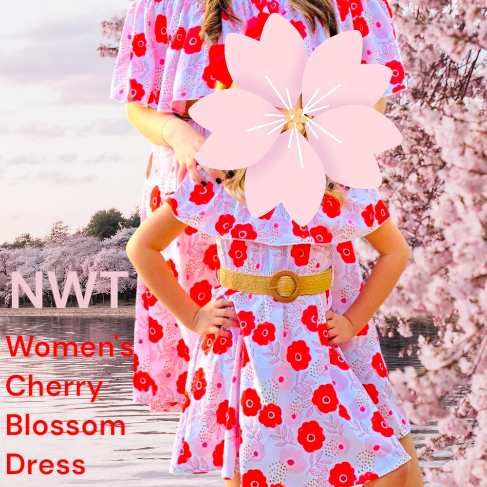 NWT Women's Cherry Blossom Dress - Red Floral
